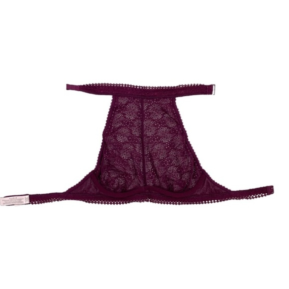 Victoria’s Secret Lace High Neck Bra Bralette Maroon Size XS - Picture 5 of 11